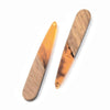 MP0037 - 4 pcs. Yellow Orange and Brown - Resin and Wood Teardrop Flat Pendant - 44mm x 8mm - (1.73" x 0.32") - Great for Earrings and Necklaces!