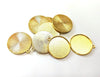 P1021 -10 pcs. Gold Plated Pendant Trays Circle Posts Settings Bezels Cabochons - 25mm Glue Pad Setting (1 inch)