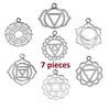 P407 - 7 pcs Silver Tone Chakra Charms Pendants - 31mm x 27mm(1 1/4" x 1 1/8") - 29mm x 23mm(1 1/8" x 7/8") - Assortment