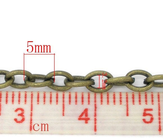 N111 - 5M (16.4 Ft) - Bronze Chain - 5x3.5mm