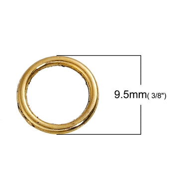 J243 - 200 pcs Gold Plated Soldered Closed Jump Rings - 9.5mm - 16 Gauge - 1.3mm Thick