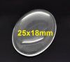 CA702B - 30 pcs. Oval Clear Round Glass Dome Seals Tiles - 25x18mm (1 x 0.71 in) - 25mm x 18mm