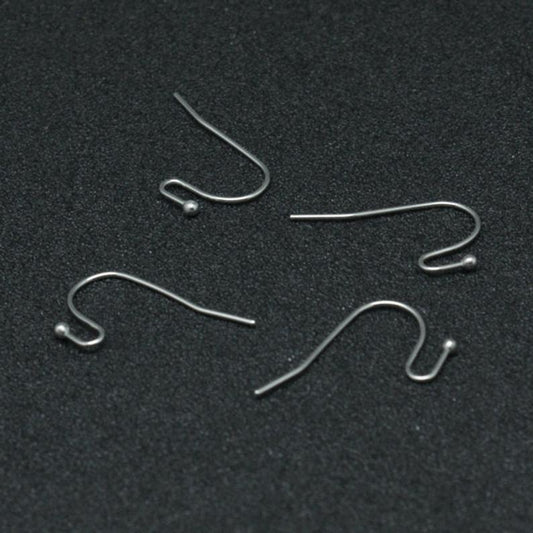 E570 - 100 pcs 316 Stainless Steel Silver Tone Earring Wire Hooks with Ball - 22x12mm - 22mm x 12mm