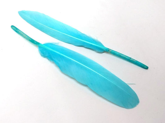 P375 - 10 pcs Blue Teal Dangle Charms Pendants - Feather - 100mm (3.93") to 150mm (5.9") - Great for Light Earrings or Dangles! Just add crimps