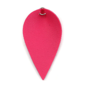 P1162 - 10 pcs. Pink Fuchsia Faux Leather Dangle Charms Pendants - Pinch Leaf - Silver Tone Jump Ring - 63mm (2.5") - Great for Earrings or Dangles!