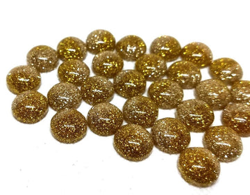 CA692 -10 pcs Druzy Resin Embellishment Cabochons - 12mm - Glitter Style - Bright Gold with Light Gold - Bi-Color