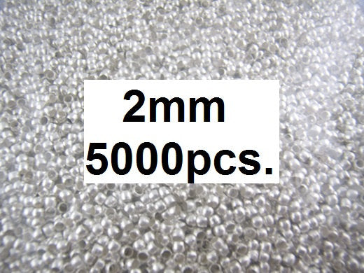 BD491 - 5000 pcs. Silver Plated Crimp Spacer Beads - 2mm