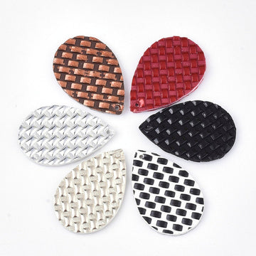 P1174 - 10 pcs. Assortment of Woven Faux Leather Dangle Charms Pendants - Teardrop - 37mm (1.46") - Great for Earrings and Dangles! Double Sided