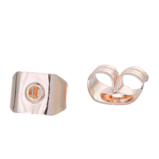 E430 - 10 pcs (5 Pairs) Rose Gold Plated Ear Nuts - 6mm x 4.2mm - Earring Stoppers! - Butterfly Design