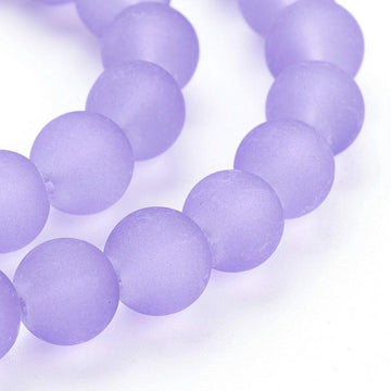 BD600 - 8mm Light Purple Frosted Glass Round Beads - 15" strand (40cm) - Approx 52 beads per strand - Hole Size: 1.3mm