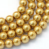 BD094 - 8mm Golden Glass Pearl Imitation Round Beads - 32 inch strand - Approx. 105 pcs per strand - Hole Size: 1mm