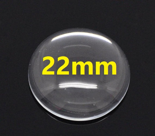 CA997 - 10 pcs. Circle Clear Round Glass Dome Seals Tiles - 22mm