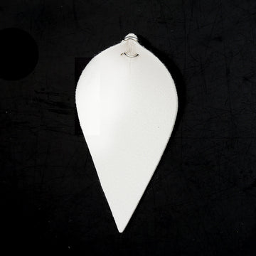 P034 - 10 pcs White Faux Leather Dangle Charms Pendants - Pinch Leaf - Silver Tone Jump Ring - 63mm (2.5") - Great for Earrings or Dangles!