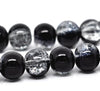 BD255 - 10mm - 80 pcs Black Clear Crackle Glass Round Beads - 31.5 inch strand