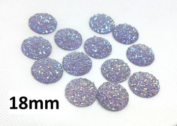 CA872 - 10 pcs Druzy Resin Embellishment Cabochons Purple Multicolor - 18mm - Dome Style