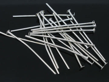 A050 - 100 pcs. Silver Tone Flat Head Pins - 20mm - 21 Gauge (0.7mm Thick)