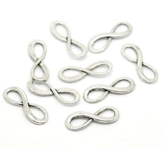 P126 - 10 pcs. MEDIUM Antique Silver Infinity Connector Charms Pendants - 23x8mm
