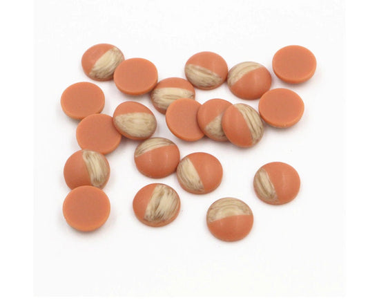 CA896 - 10 pcs Druzy Resin and Wood Embellishment Cabochons - Orange - 12mm - Dome Circle