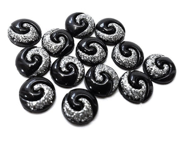 CA383 - 10 pcs Druzy Resin Embellishment Cabochons - 12mm - Bi Color Style - Black and Silver - Multicolor