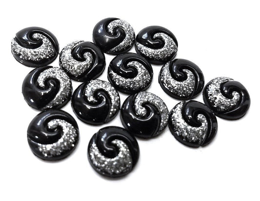 CA383 - 10 pcs Druzy Resin Embellishment Cabochons - 12mm - Bi Color Style - Black and Silver - Multicolor