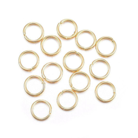 J309 - 50 pcs 304 Stainless Steel Open Jump Rings 6mm - 20 Gauge (0.8mm Thick) - Golden - High Quality! - Tarnish Resistant - CLOSED DESIGN