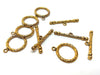 CL080 - 10 sets (20 pcs) Gold Plated Round Toggle Clasps with 37mm T Bar - Loop Diameter: 20mm