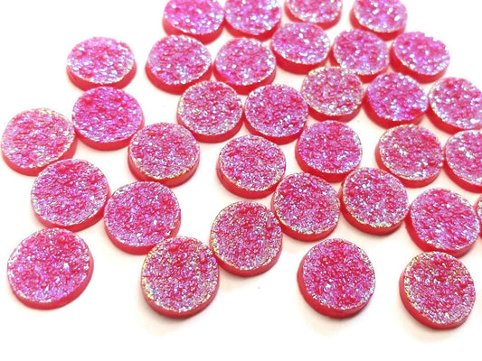 CA1014 - 10 pcs Druzy Resin Embellishment Cabochons Sandy Red - 12mm
