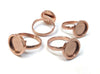RB036 - 1 pc. 304 Stainless Steel Cabochon Setting Bezel RING bases - Ring Size 8 US - Glue Pad 12mm - Rose Gold - FLAT design