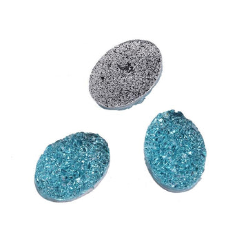 CA924 - 10 pcs Druzy Resin Embellishment Oval Cabochons Blue Ice Mint - 18x13mm - 18mm x 13mm