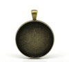 P667 - 5pcs. Antique Bronze Circle Round Bezel Cabochon Pendant Tags Trays - 30mm Glue Pad