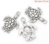 P1101 - 10 pcs. Antique Silver Turtle Tortoise Charms Pendants - 22x16mm