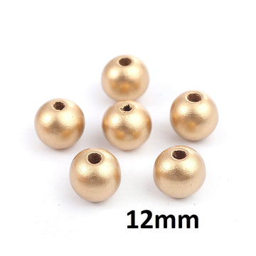 BD681 - 100 pcs Light Gold Wooden Wood Round Spacer Beads - 12mm - Hole Size: 2.6mm - Style A
