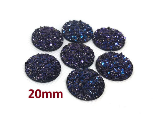 CA619 - 10 pcs Druzy Resin Embellishment Cabochons Magenta Purple - 20mm - Dome Style