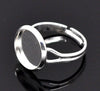 RB021A - 1 pc. Silver Plated ADJUSTABLE Cabochon Setting Bezel RING bases settings - Ring Size 6.25 US - Glue Pad 12mm (0.47 in)