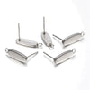 E515 - 10 pcs. (5 pairs) 304 Stainless Steel Oval Earring Posts / Bases/ Studs / Settings with Backs - 16mm x 4.5mm - Silver - with Loop