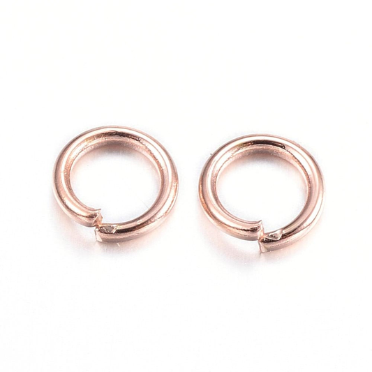 J270 - 50 pcs 304 Stainless Steel Open Jump Rings 4.5mm - 21 Gauge (0.7mm Thick) - Rose Gold - High Quality!