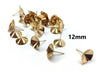 E595 - 10 pcs. (5 pairs) 304 Stainless Steel Earring Cone Posts Studs with Parallel Loop - Golden - For 12mm Pointed Back Rhinestones - Hole: 1mm