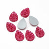 CA739 - 10 pcs Druzy Resin Embellishment Cabochons Pink Red - 18mm x 13mm - Shimmer Style - Teardrop