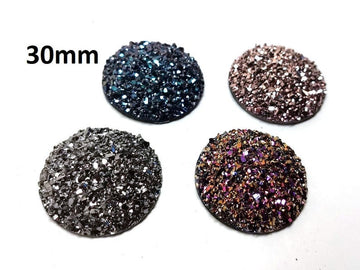RC0003 - 4 pcs Druzy Resin Embellishment Cabochons Assortment - 30mm (1.18 inch) - Dome Style