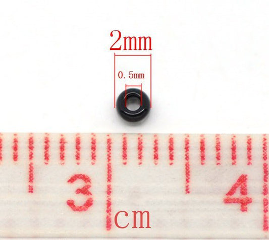 BD027 - 100 gr (6,600 beads) - 10/0 Glass Seed Beads - 2mm Diameter - Hole Size: 0.5mm - Black