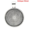 P743 - 10 Antique Silver Tone Pendant Trays Circle Posts Settings Bezels Cabochons - (1") 25mm Glue Pad Setting (1 inch)