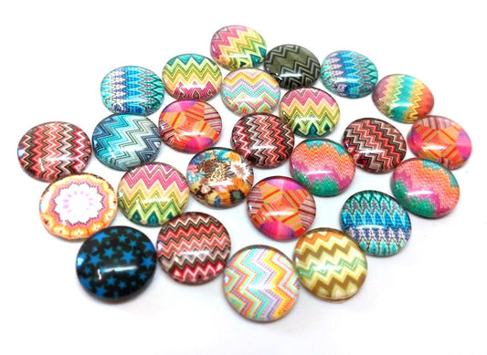 CA668 - 10 pcs Circle Retro Glass Round Dome Seals Tiles Cabochons - 12mm