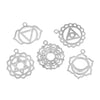 P407 - 7 pcs Silver Tone Chakra Charms Pendants - 31mm x 27mm(1 1/4" x 1 1/8") - 29mm x 23mm(1 1/8" x 7/8") - Assortment