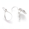 E374 - 10 pcs. Silver Tone Earring Clips Settings Lever Back Bezels - 18mm x 13mm Glue Pad Setting - Teardrop - 18x13mm - 13x18mm - Made of Brass
