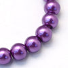 BD199 - 12mm Dark Purple Glass Pearl Imitation Round Beads - 16 1/4 inch strand (Approx. 34 Beads) - Hole Size: 1.5mm