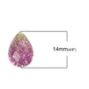 CA571 - 10 pcs Resin Embellishment Cabochons Bicolor Glitter - Pink and Yellow - 14x10mm - Teardrop - 14mm x 10mm