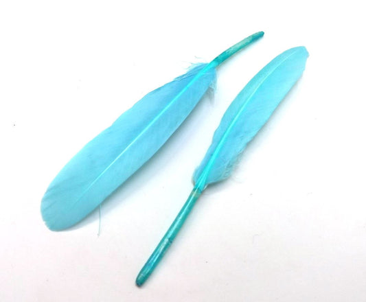P375 - 10 pcs Blue Teal Dangle Charms Pendants - Feather - 100mm (3.93") to 150mm (5.9") - Great for Light Earrings or Dangles! Just add crimps