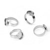 RB043 - 5 pcs. 304 Stainless Steel Silver Tone ADJUSTABLE Cabochon Setting Bezel RING bases settings - Ring Size 6.25 US - Glue Pad 10mm