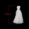 P1109 - 10 pcs. White Cotton Tassel Pendants - 25mm - 1 inch