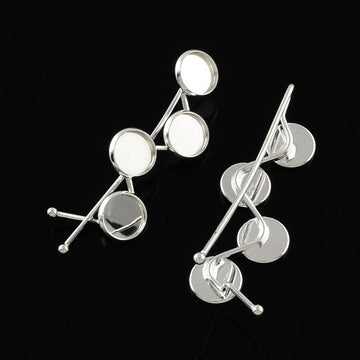H057 - 5 pcs. - Silver Plated Hair Bobby Pins Cabochons Bezels - 10mm Glue Pad - 4 Bezels